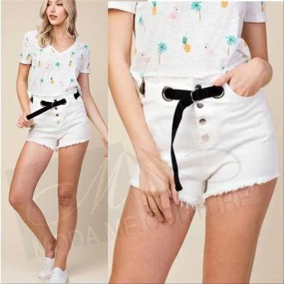 Denim Shorts White