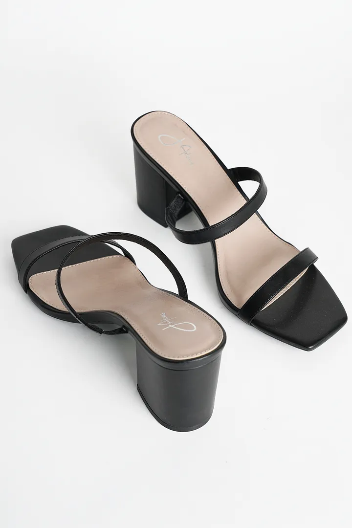 Double Strap Heeled Mules