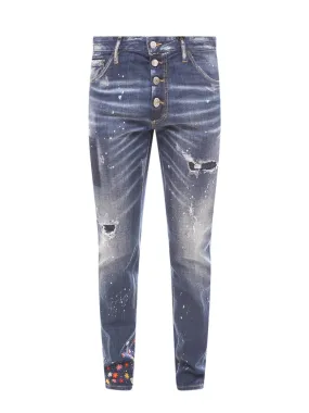 Dsquared2 Floral Embroidered Distressed Slim-Fit Jeans