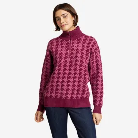 Eddie Bauer Women's Alpine Route Essentials 1/4-Zip Sweater - Jacquard - Port