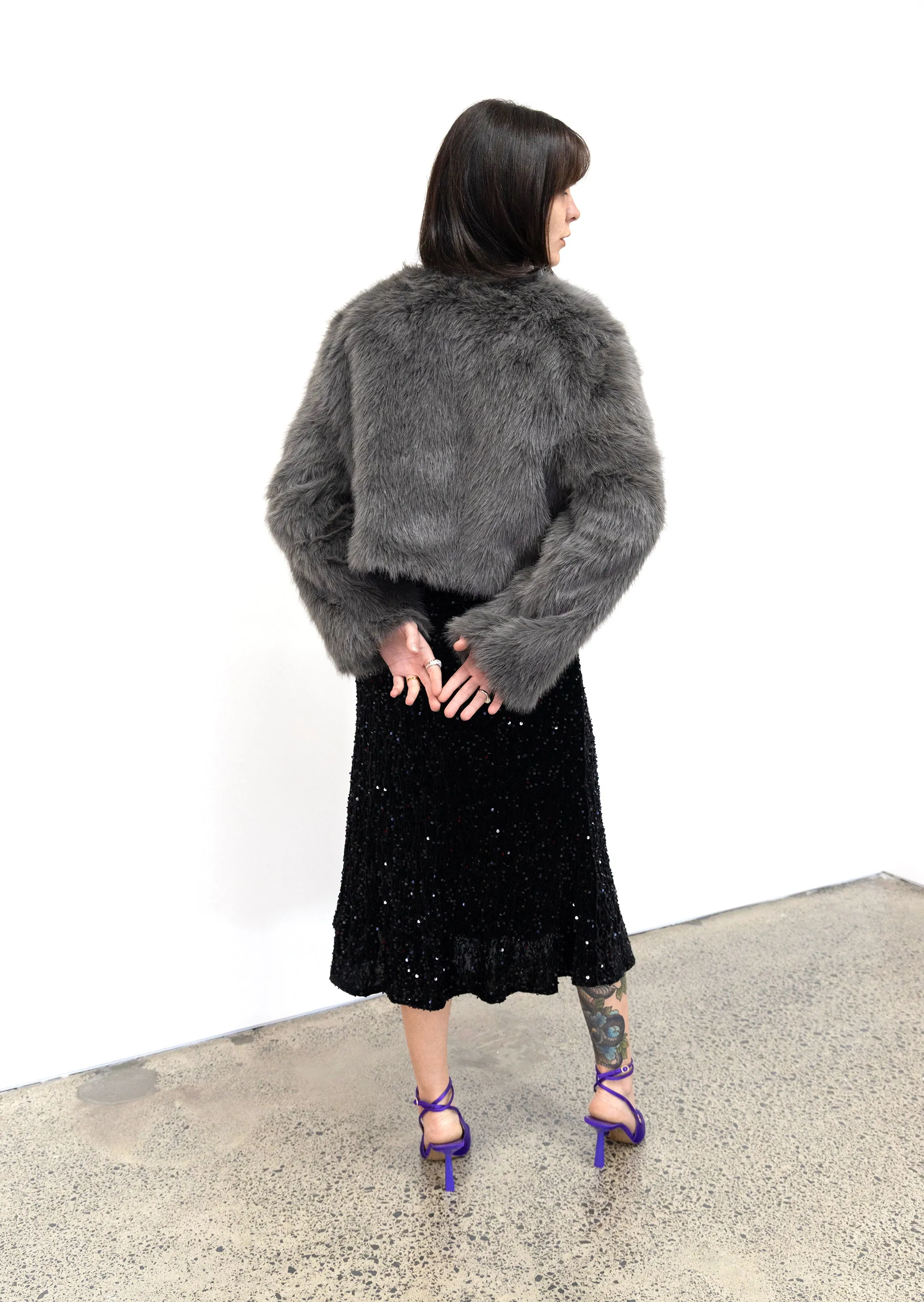 Faux Fox Fur Cropped Coat