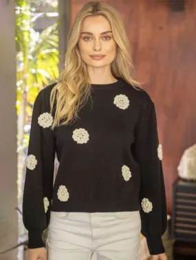 Floral Embroidered Pearl Detail Sweater