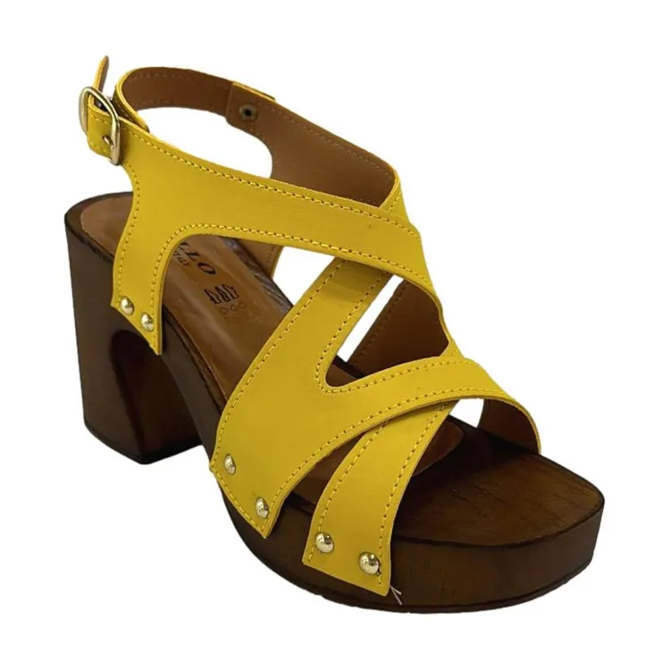 Gallo Shoes 436 Sandali Donna Tacco Alto Con Cinturino Giallo