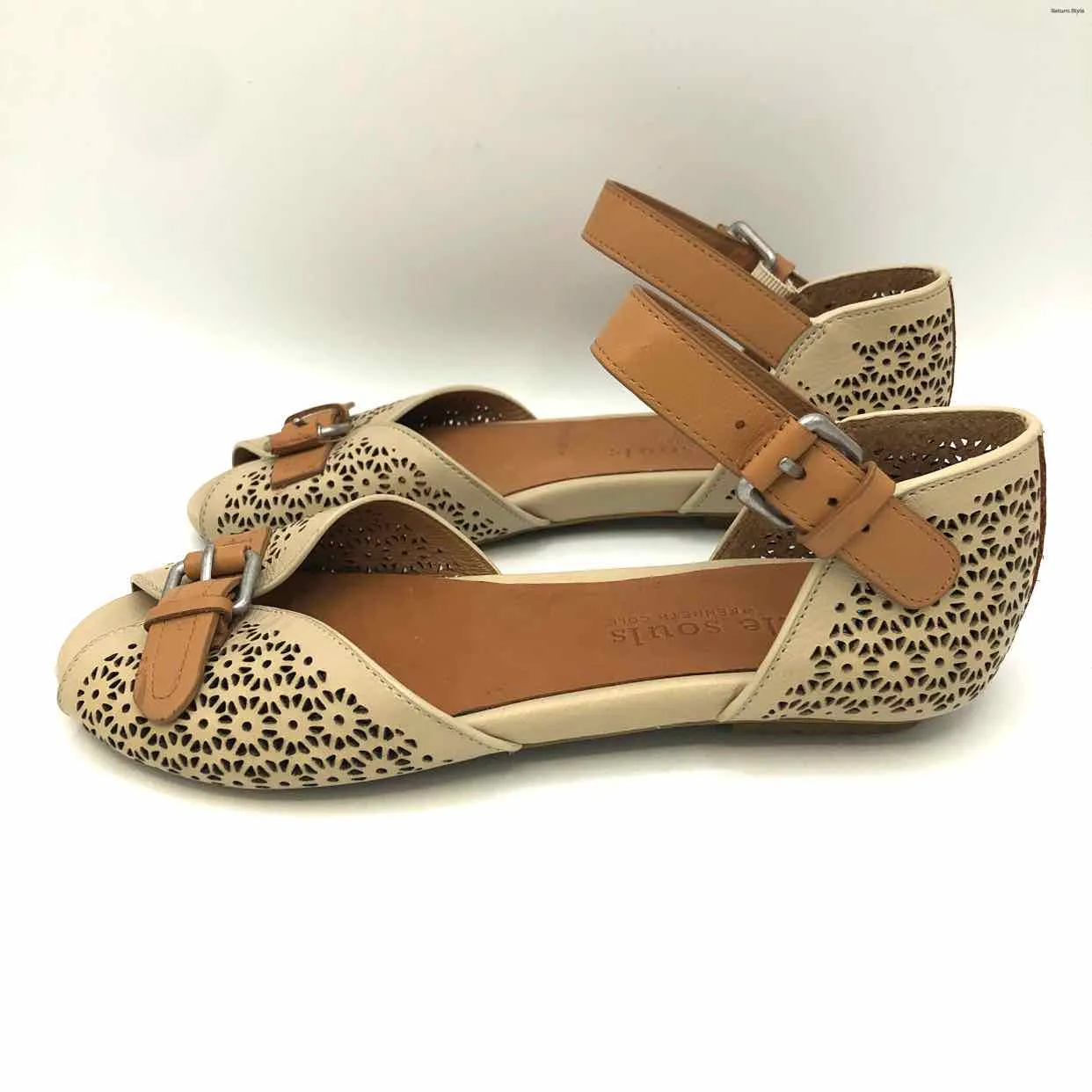 GENTLE SOULS by KENNETH COLE Beige Tan Leather Perforated Sandal Shoes