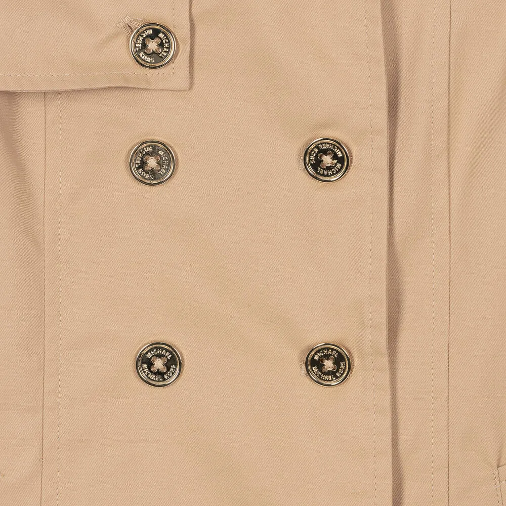 Girls Beige Cotton Trench Coat