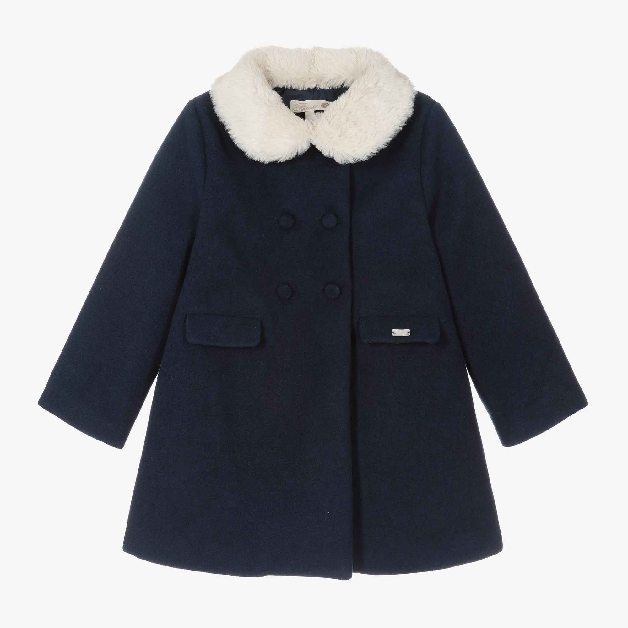 Girls Navy Blue Collared Coat