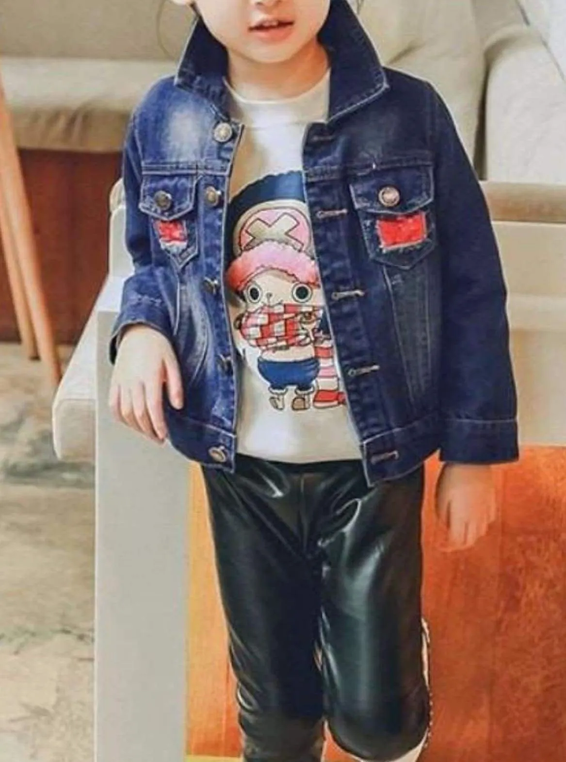 Girls Sequin Owl Applique Denim Jacket