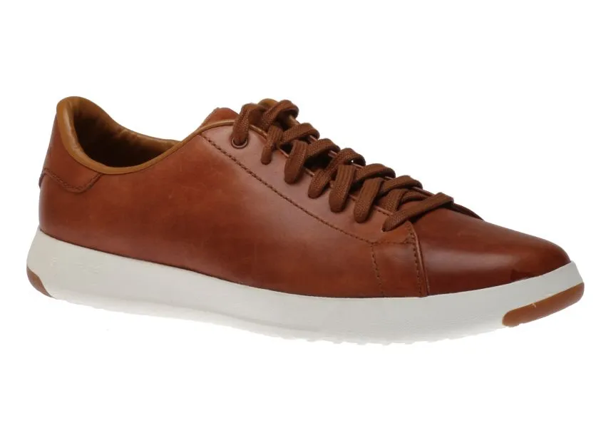 GrandPrø Brown Leather Lace-Up Tennis Sneaker