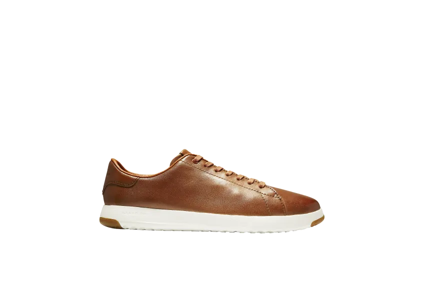 GrandPrø Brown Leather Lace-Up Tennis Sneaker