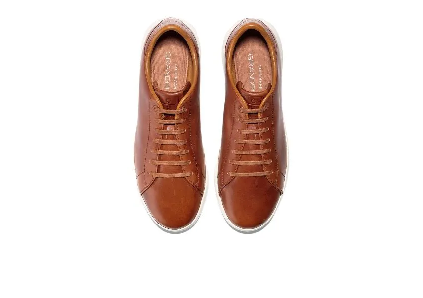 GrandPrø Brown Leather Lace-Up Tennis Sneaker