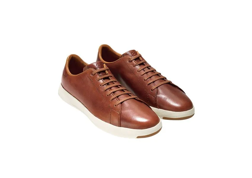 GrandPrø Brown Leather Lace-Up Tennis Sneaker