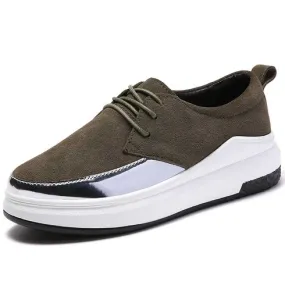 Green patent suede casual shoe sneaker