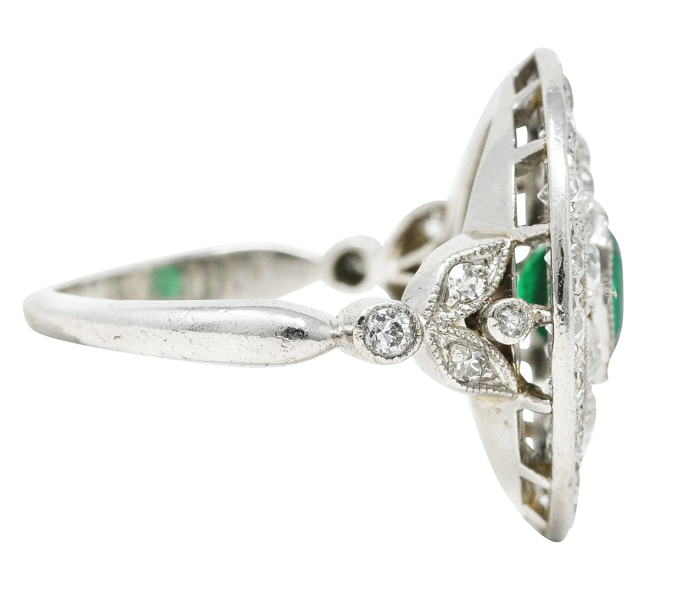 J.E. Caldwell Art Deco 2.32 CTW Emerald Diamond Platinum Vintage Dinner Ring