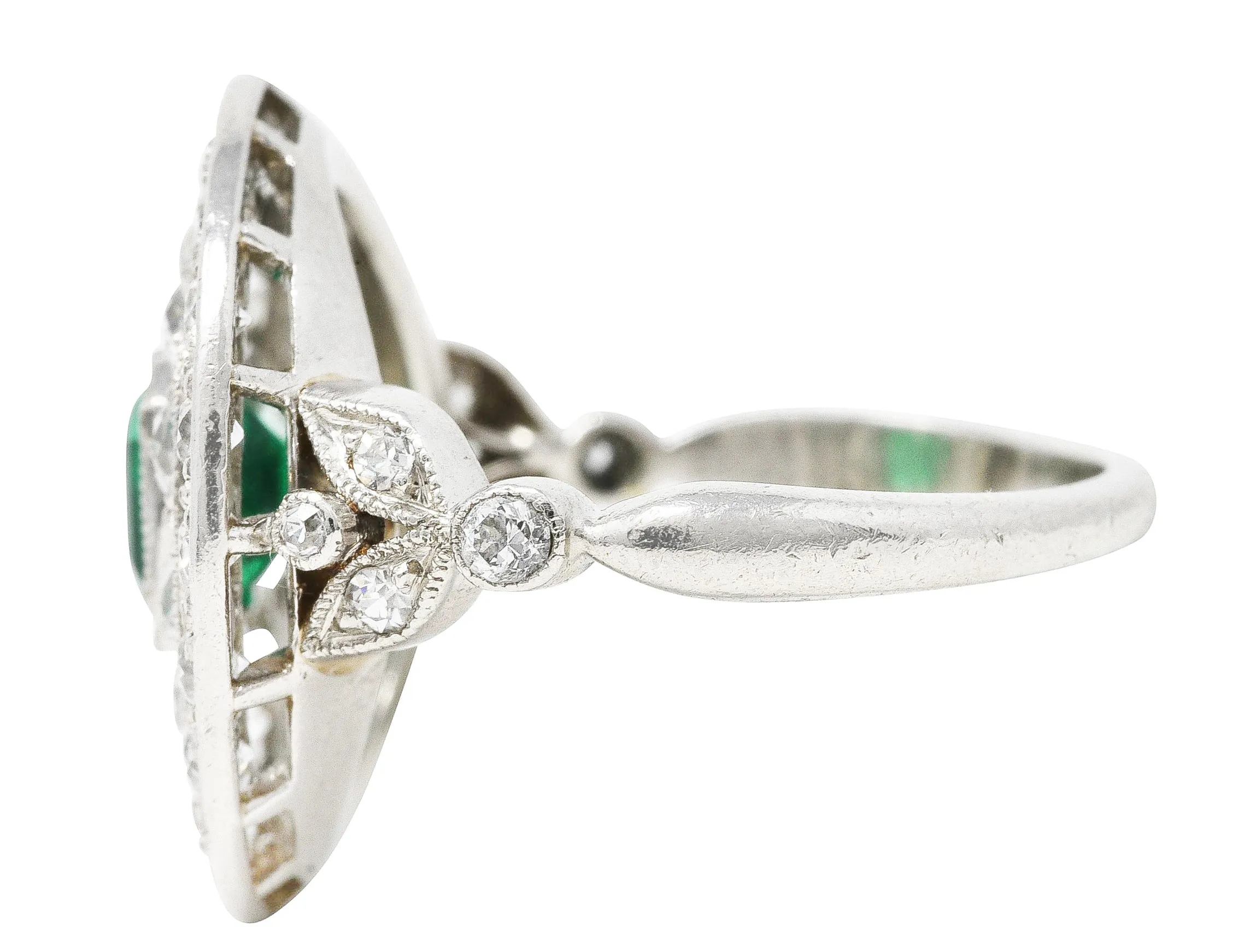 J.E. Caldwell Art Deco 2.32 CTW Emerald Diamond Platinum Vintage Dinner Ring