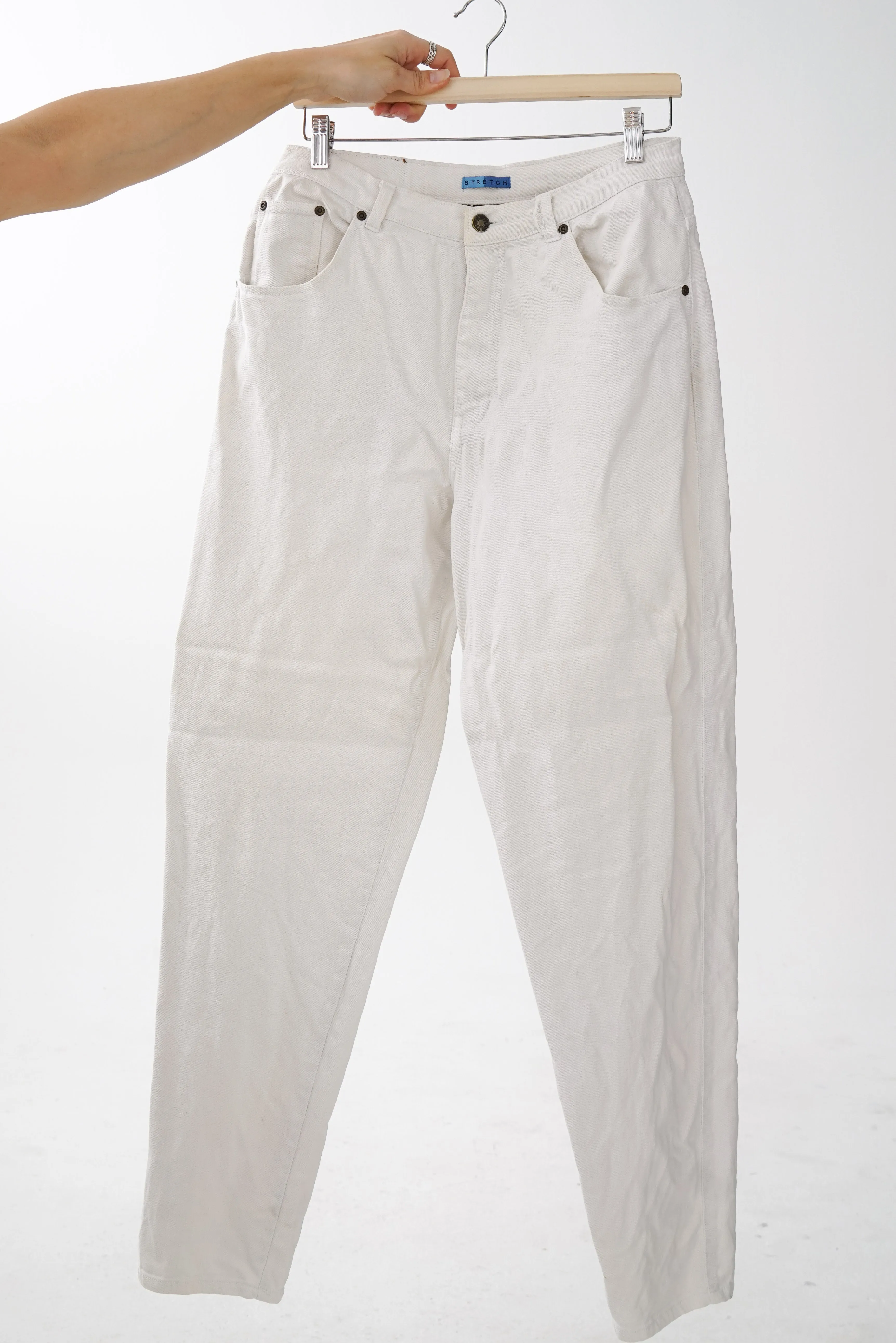 Jeans vintage stretch Optionelle denim blanc pour femme taille 12