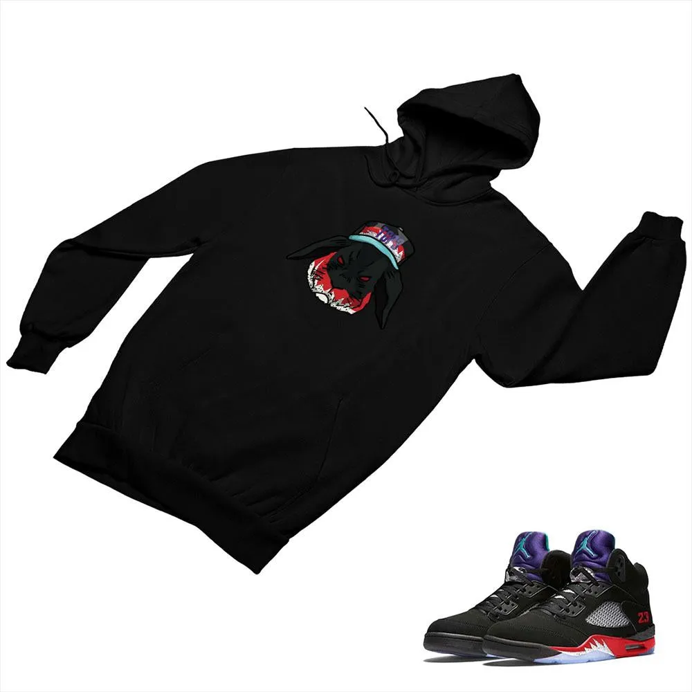 Jordan 5 Top 3 Black Matching Custom Designed Hoodies JD 5-2-7-2