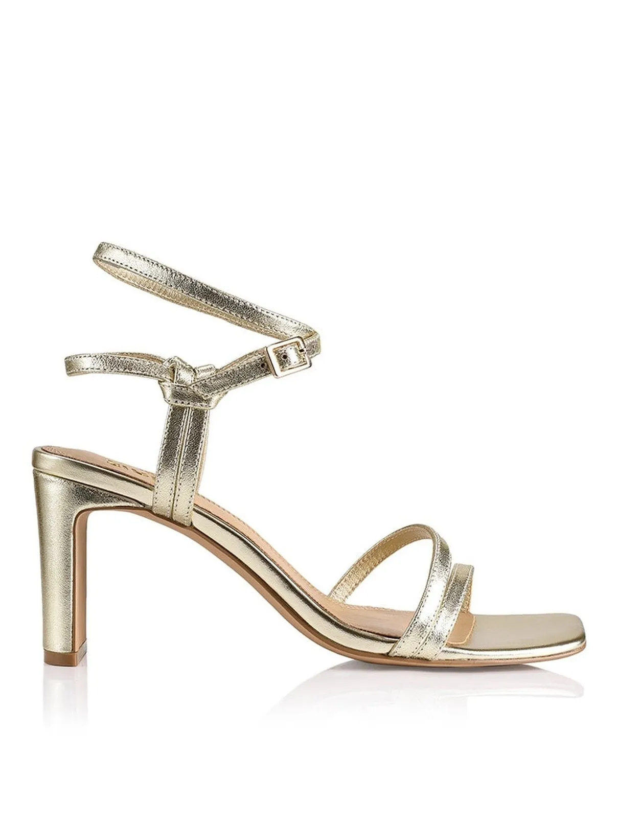 Kianna Block Heel Sandals - Soft Gold Leather