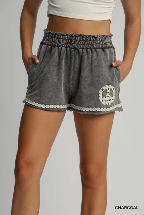 Lace Applique Peace Shorts