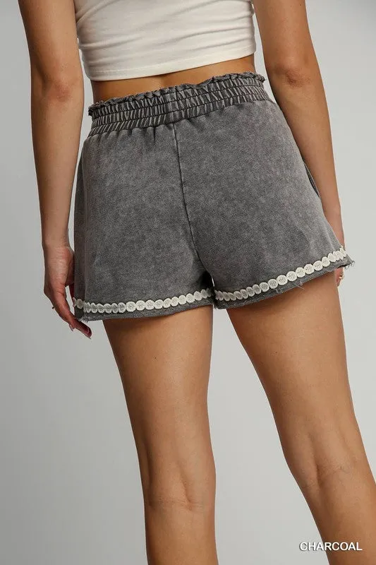 Lace Applique Peace Shorts