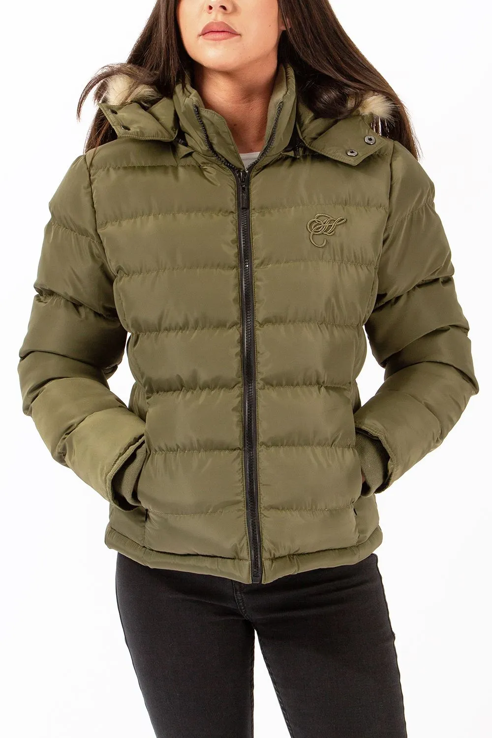 Liberty Faux Fur Hooded Bubble Jacket