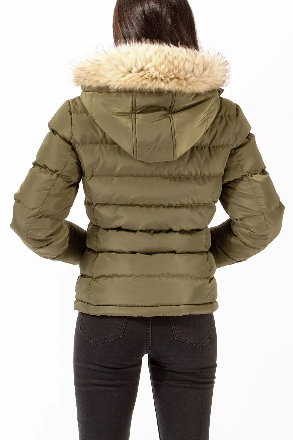 Liberty Faux Fur Hooded Bubble Jacket