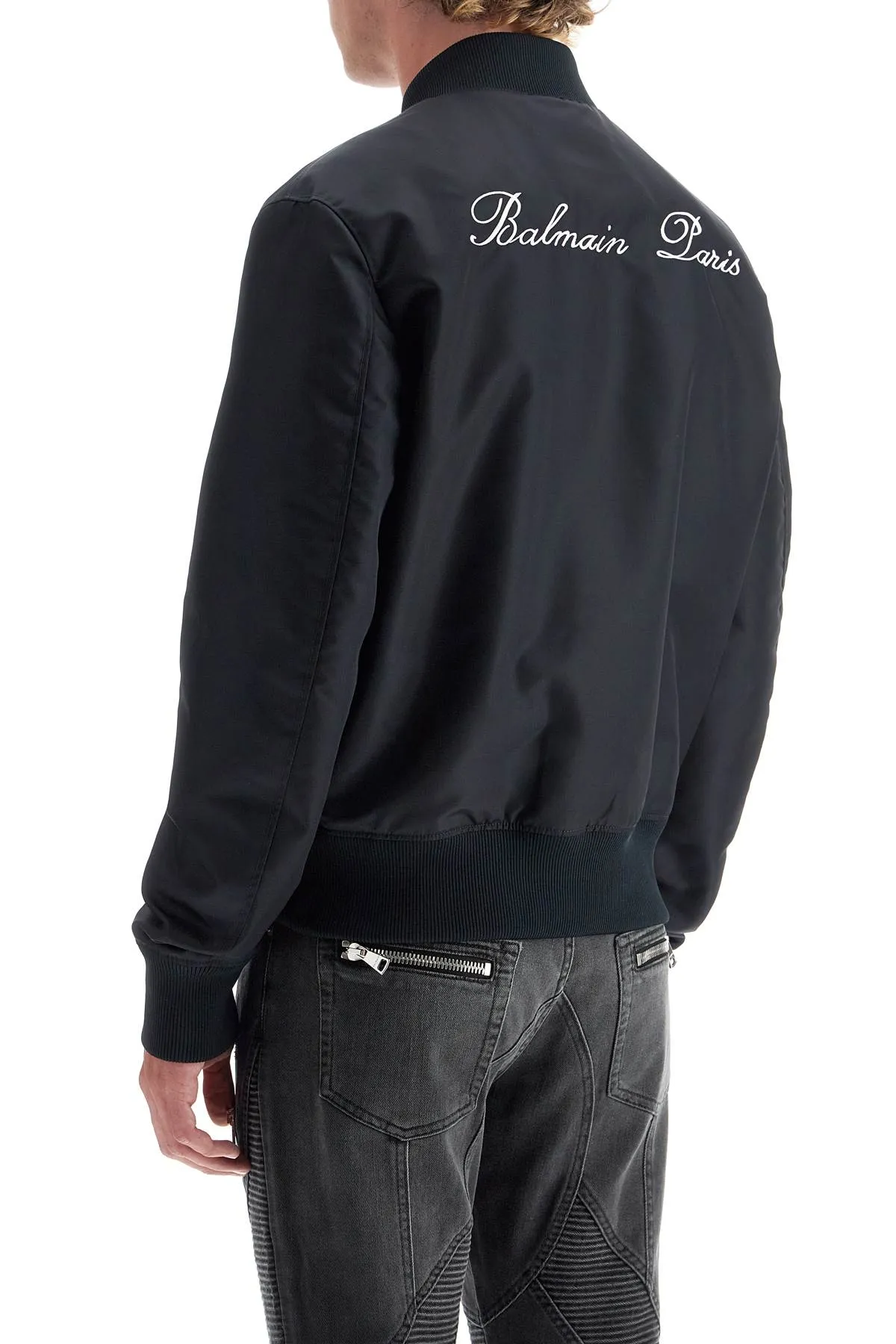 lightweight bomber jacket with embroidery DH1TF618XJ35 DARK NAVY BLUE