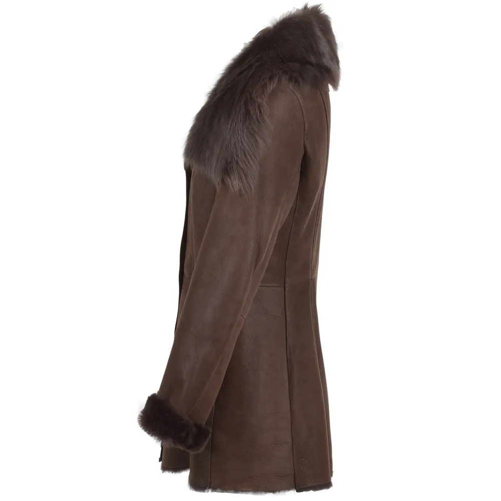 Long Hair Toscana Lapel Coat Brown : Toscwan