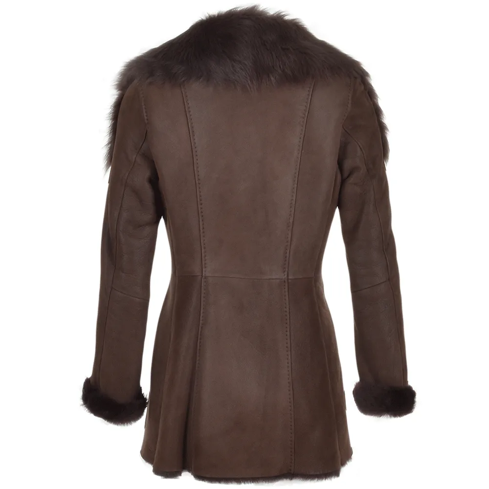 Long Hair Toscana Lapel Coat Brown : Toscwan