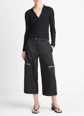 Low-Rise Satin Parachute Crop Pant