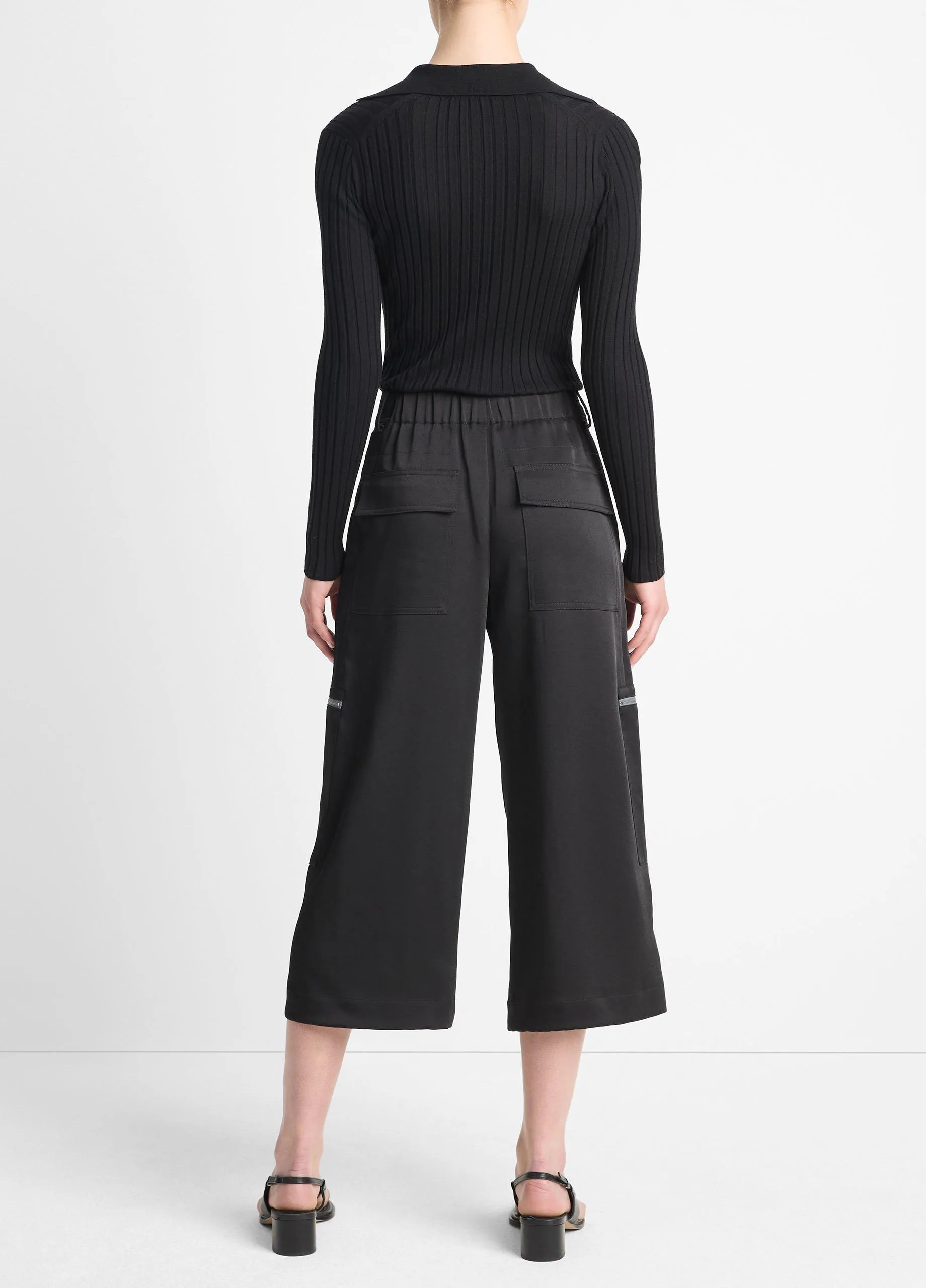 Low-Rise Satin Parachute Crop Pant