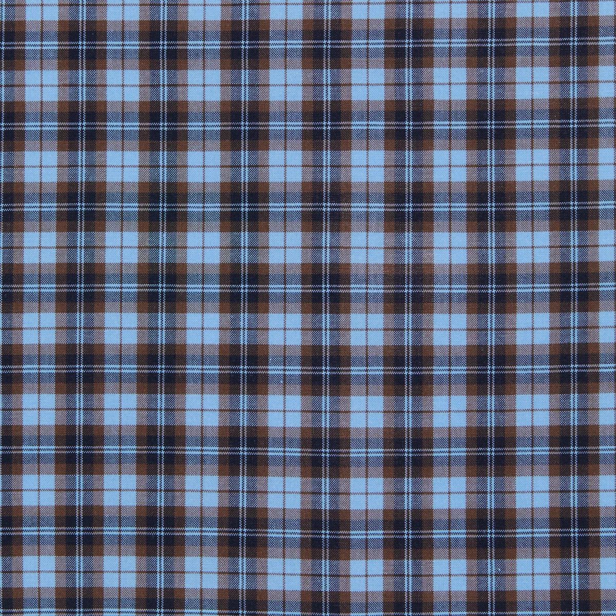 Made-to-Measure Shirt in Sky/Brown/Navy Check Poplin