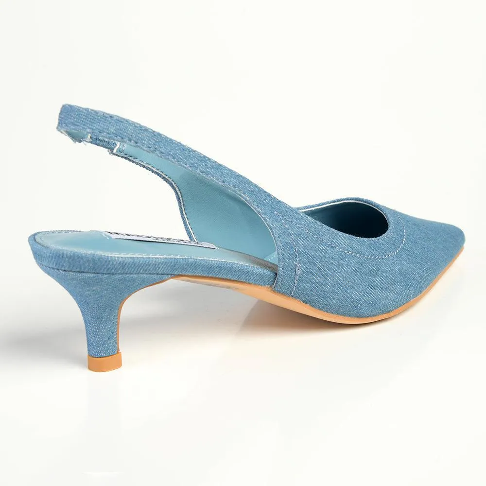 Madison Paige Kitten Slingback Heels - Blue