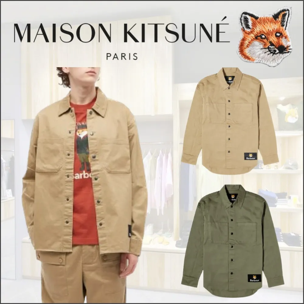 MAISON KITSUNE  |Unisex Long Sleeves Plain Other Animal Patterns Cotton Logo