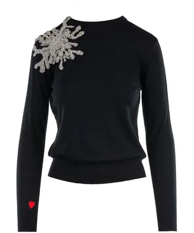 Mammu Couture Women's Black Sweater Coral