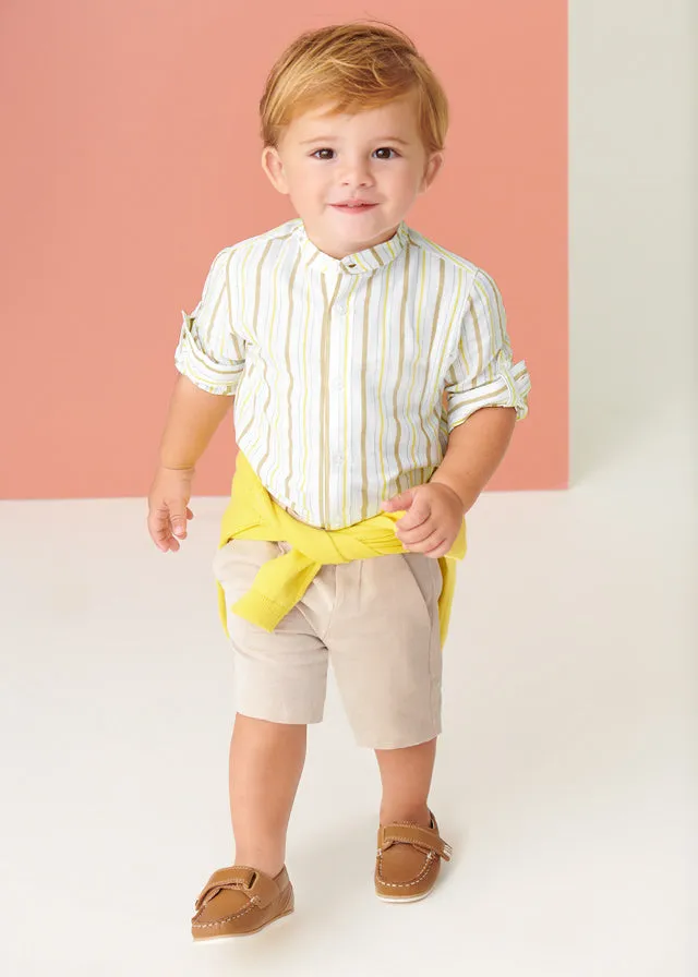 Mayoral Linen dressy shorts for baby boy - Beige