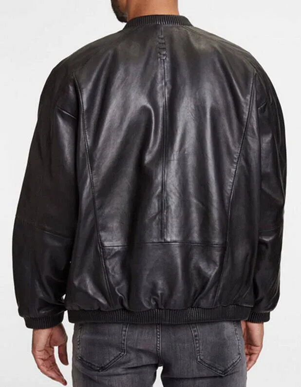 Men's black unisex oversized leather jacket taira