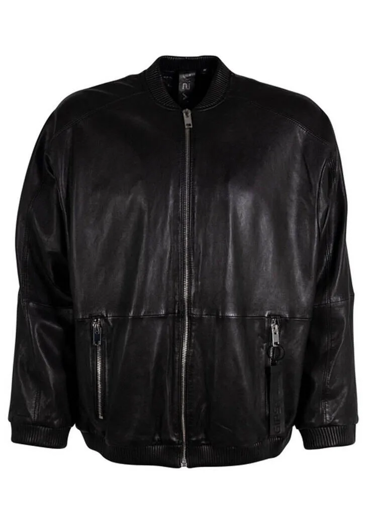 Men's black unisex oversized leather jacket taira