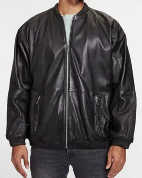 Men's black unisex oversized leather jacket taira