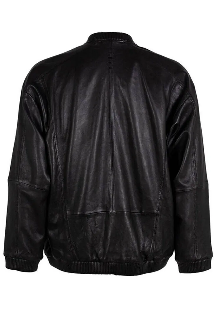 Men's black unisex oversized leather jacket taira