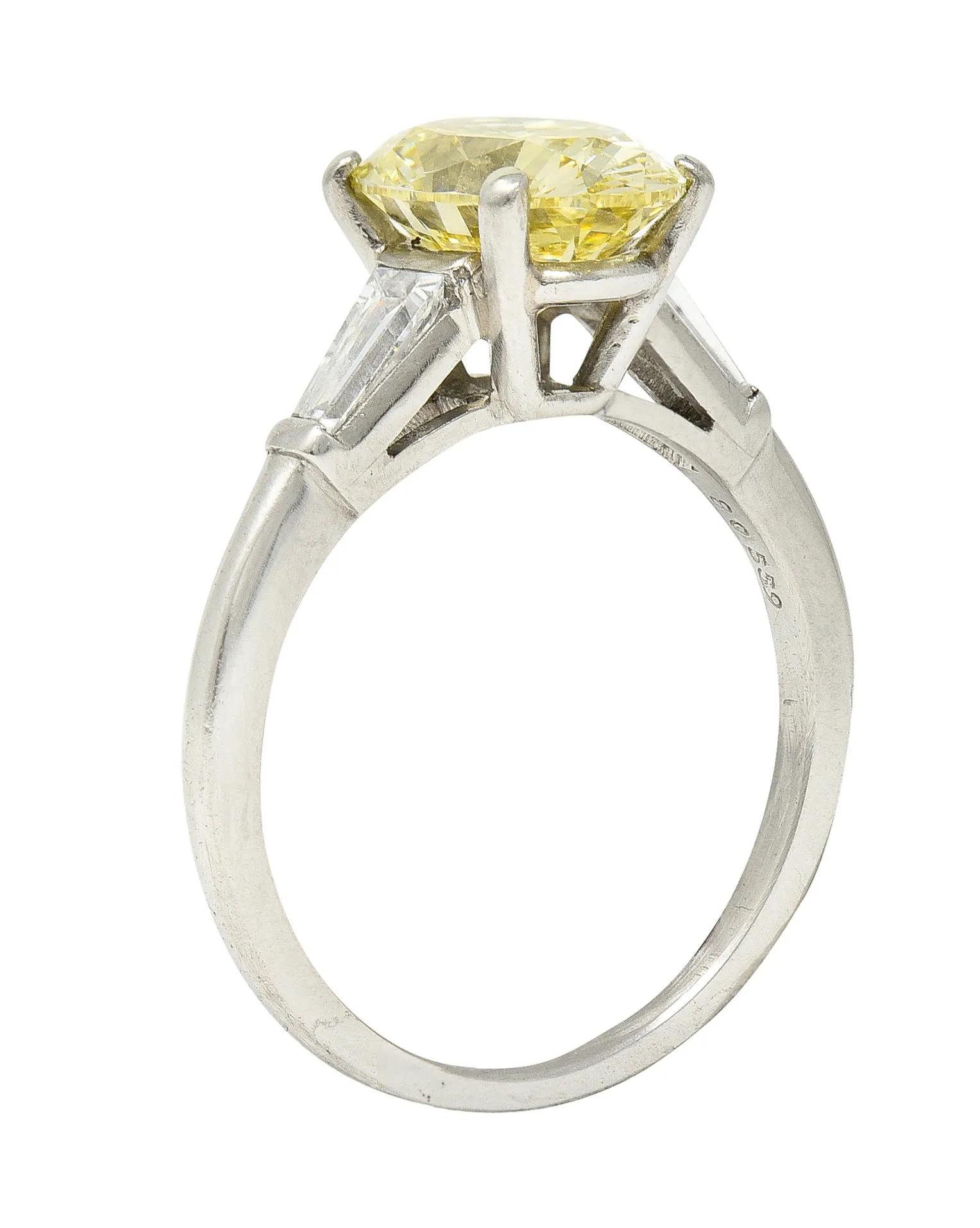 Mid-Century 2.53 CTW Fancy Intense Yellow Diamond & Diamond Platinum Vintage Engagement Ring GIA