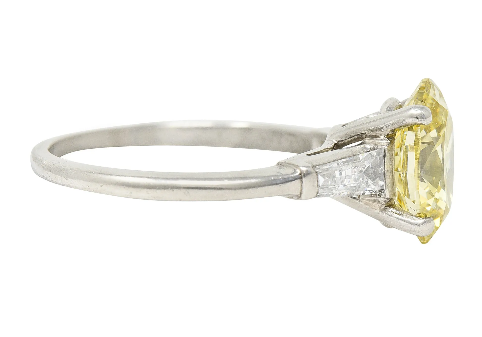 Mid-Century 2.53 CTW Fancy Intense Yellow Diamond & Diamond Platinum Vintage Engagement Ring GIA