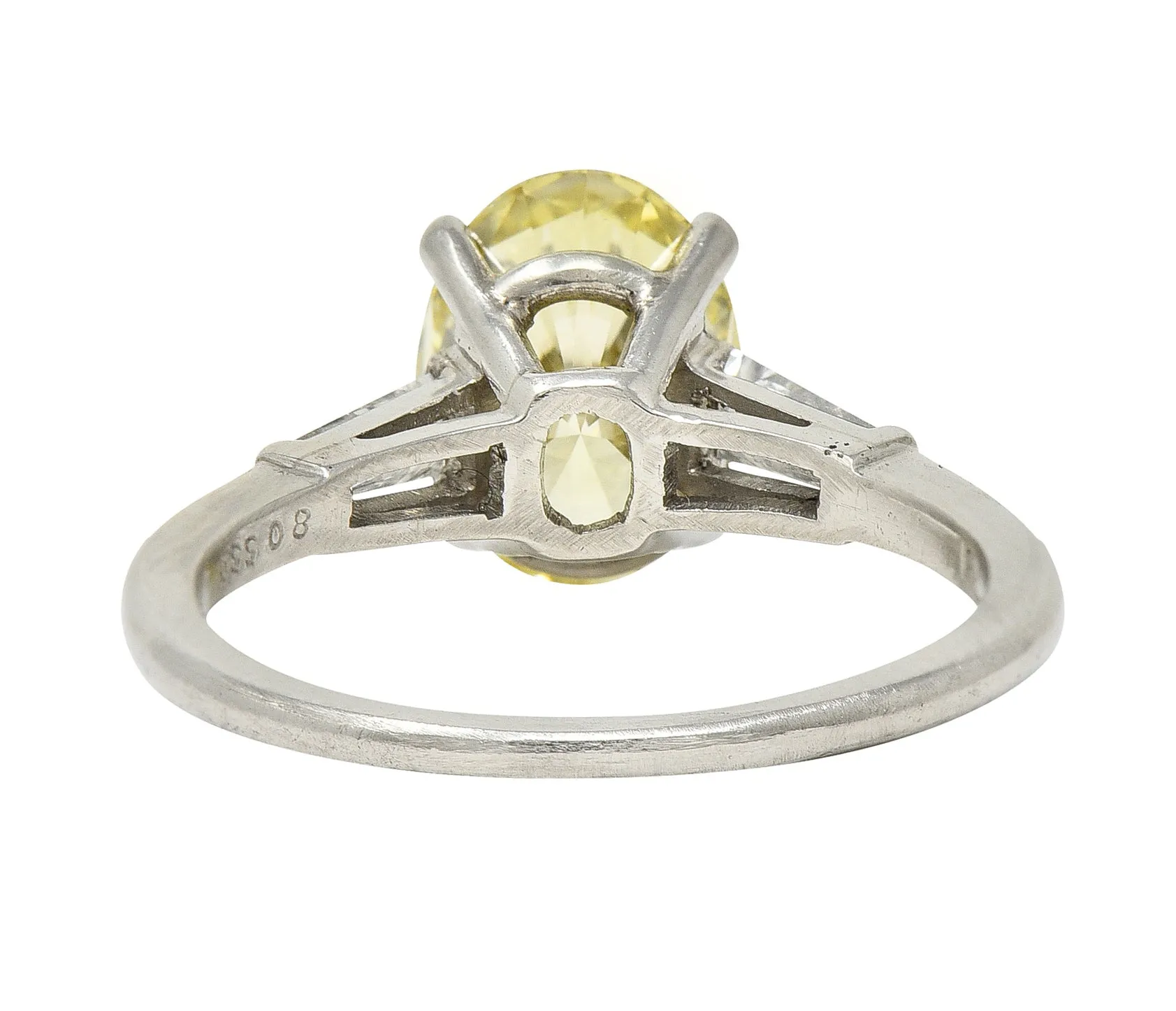 Mid-Century 2.53 CTW Fancy Intense Yellow Diamond & Diamond Platinum Vintage Engagement Ring GIA