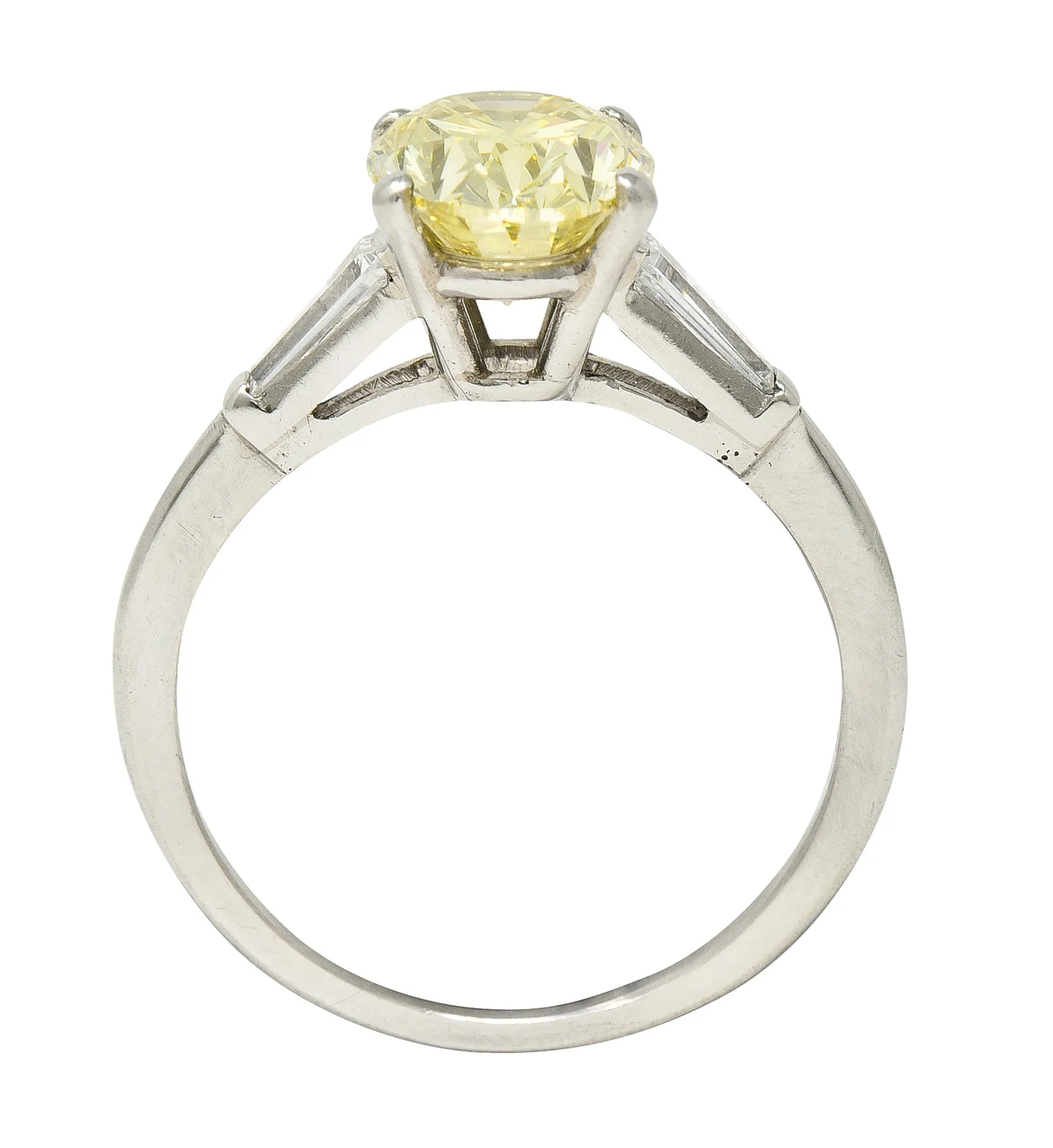 Mid-Century 2.53 CTW Fancy Intense Yellow Diamond & Diamond Platinum Vintage Engagement Ring GIA