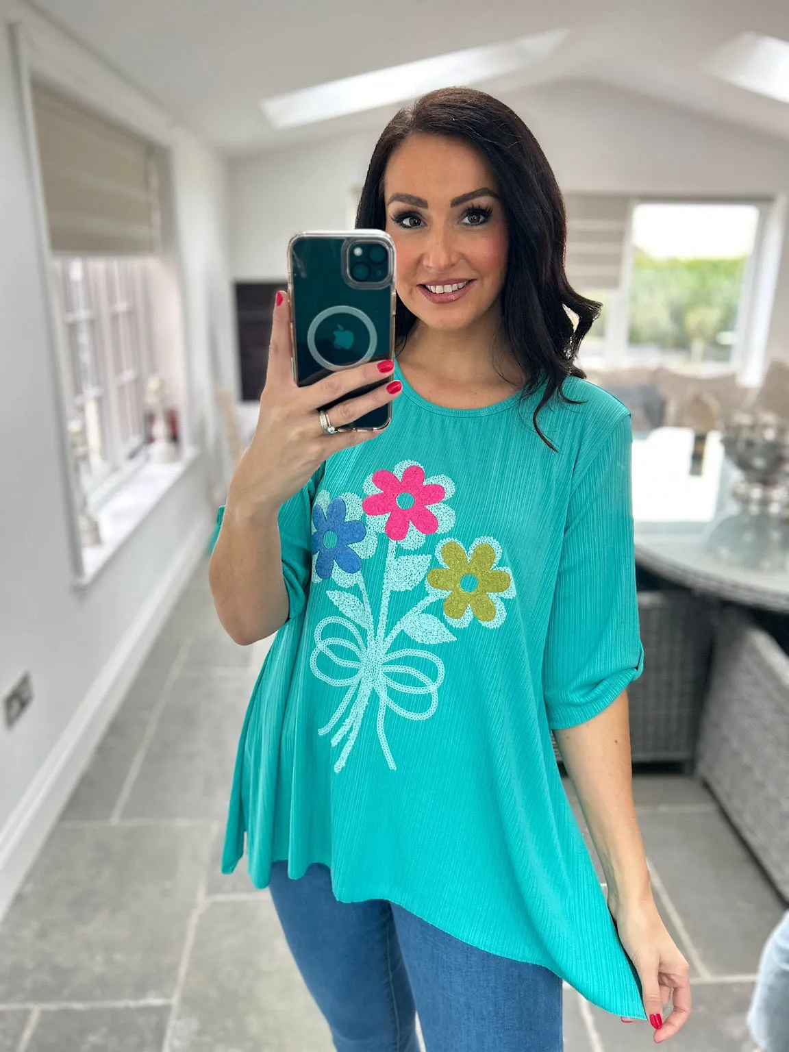 Mint Floral Top Anastasia