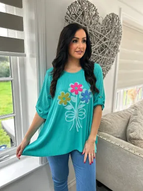 Mint Floral Top Anastasia