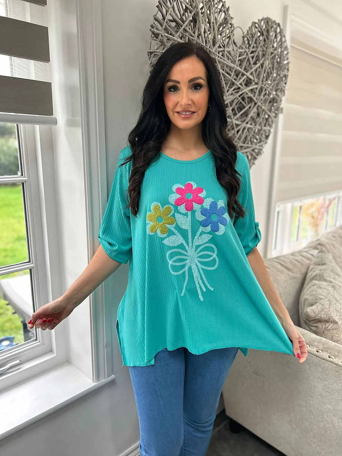 Mint Floral Top Anastasia