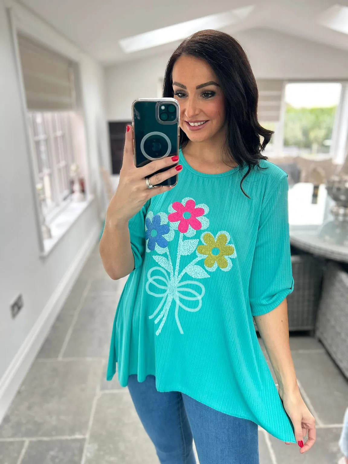 Mint Floral Top Anastasia