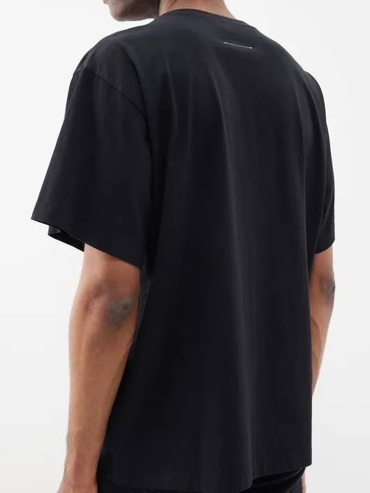 MM6 Maison Margiela  |Crew Neck Plain Cotton Short Sleeves Logo Crew Neck T-Shirts