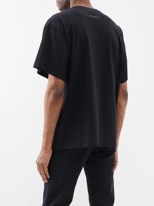 MM6 Maison Margiela  |Crew Neck Plain Cotton Short Sleeves Logo Crew Neck T-Shirts