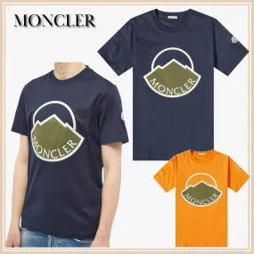 MONCLER  |Crew Neck Plain Cotton Short Sleeves Crew Neck T-Shirts